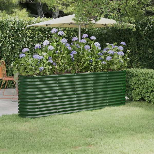 vidaXL plantekasse 224x40x68 cm pulverlakeret stål grøn -  Plantekrukker