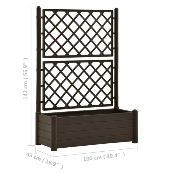 vidaXL plantekasse med espalier 100x43x142 cm PP mokkafarvet -  Plantekrukker