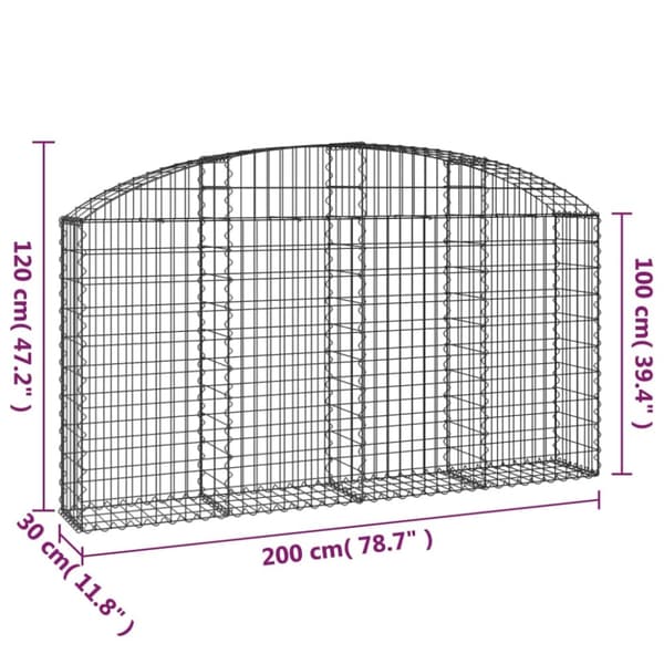 vidaXL Kaareva kivikori 200x30x100/120 cm galvanoitu rauta -  Kukkaruukut & istutuslaatikot