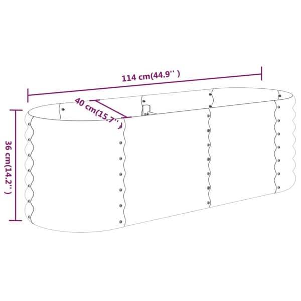 vidaXL plantekasse 114x40x36 cm pulverlakeret stål grå -  Plantekrukker