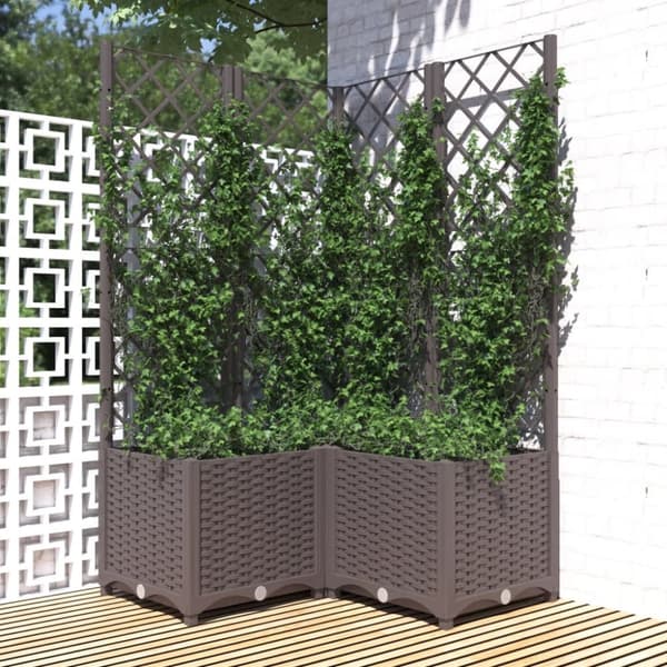 vidaXL plantekasse med espalier 80x80x136 cm PP brun -  Plantekrukker