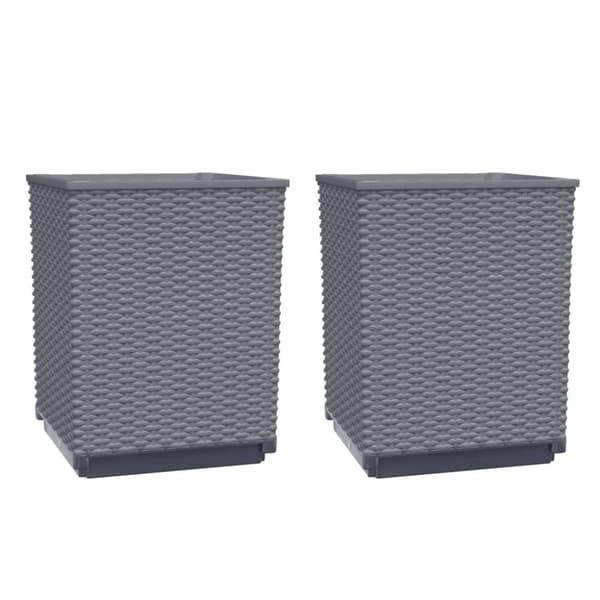 vidaXL Kukkalaatikot 2 kpl tummanharmaa 30x30x37 cm polypropeeni -  Kukkaruukut & istutuslaatikot