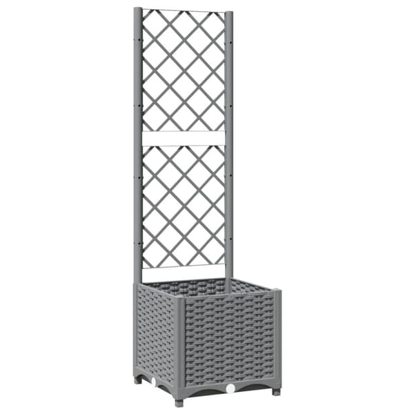 vidaXL plantekasse med espalier 40x40x136 cm PP lysegrå -  Plantekrukker