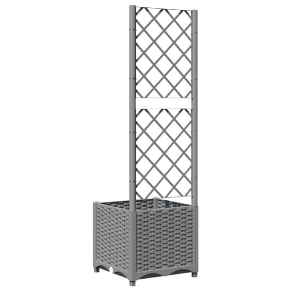 vidaXL plantekasse med espalier 40x40x136 cm PP lysegrå -  Plantekrukker