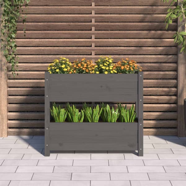 vidaXL Kukkalaatikko harmaa 77x25x66 cm täysi mänty -  Kukkaruukut & istutuslaatikot