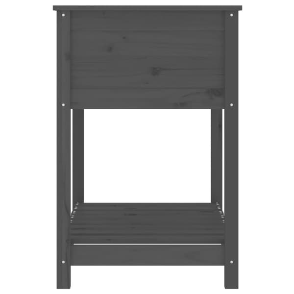 vidaXL plantekasse med hylde 82,5x54x81 cm massivt fyrretræ grå -  Plantekrukker