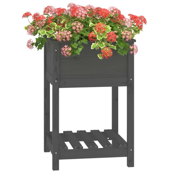 vidaXL Kukkalaatikko hyllyllä harmaa 54x54x81 cm täysi mänty -  Kukkaruukut & istutuslaatikot