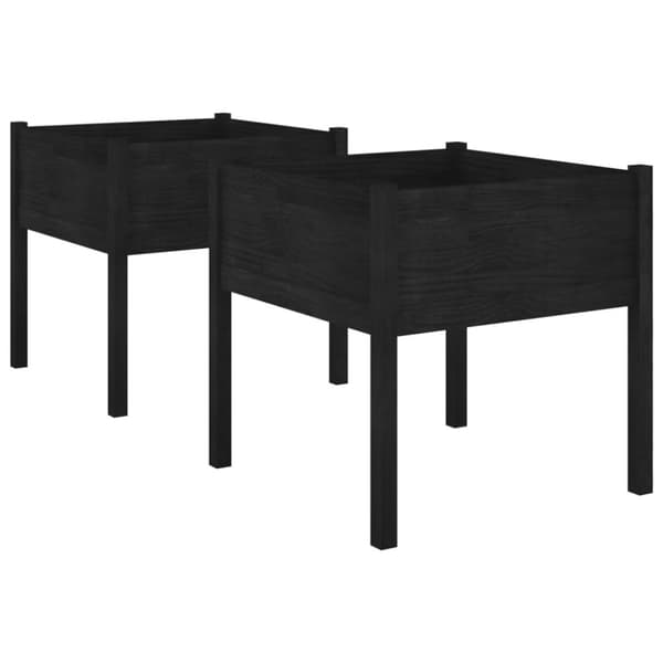vidaXL Odlingslådor 2 st svart 70x70x70 cm massiv furu - Krukor & odlingslådor