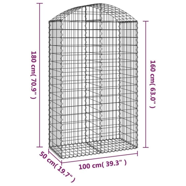 vidaXL Kaareva kivikori 100x50x160/180 cm galvanoitu rauta -  Kukkaruukut & istutuslaatikot