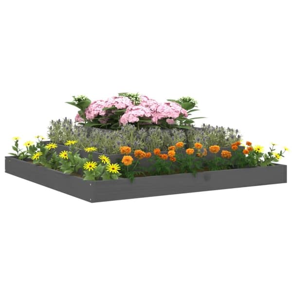 vidaXL plantekasse 110x110x27 cm massivt fyrretræ grå -  Plantekrukker