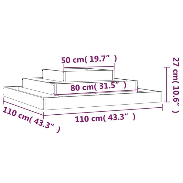 vidaXL plantekasse 110x110x27 cm massivt fyrretræ grå -  Plantekrukker