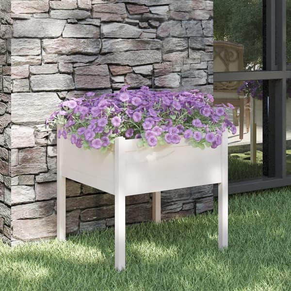 vidaXL plantekasse 70x70x70 cm massivt fyrretræ hvid -  Plantekrukker