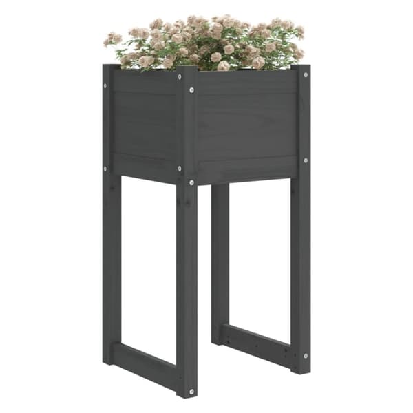 vidaXL plantekasse 40x40x81 cm massivt fyrretræ grå -  Plantekrukker
