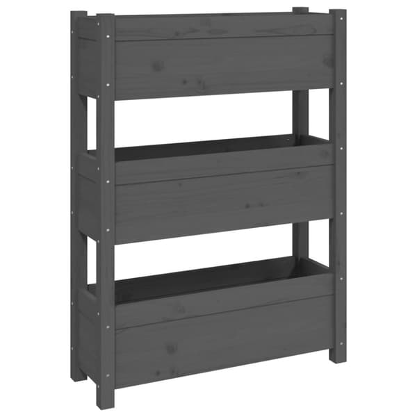 vidaXL Kukkalaatikko harmaa 77x25x104,5 cm täysi mänty -  Kukkaruukut & istutuslaatikot