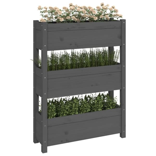 vidaXL Kukkalaatikko harmaa 77x25x104,5 cm täysi mänty -  Kukkaruukut & istutuslaatikot