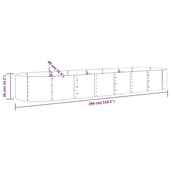 vidaXL plantekasse 296x80x36 cm pulverlakeret stål grøn - Plantekrukker