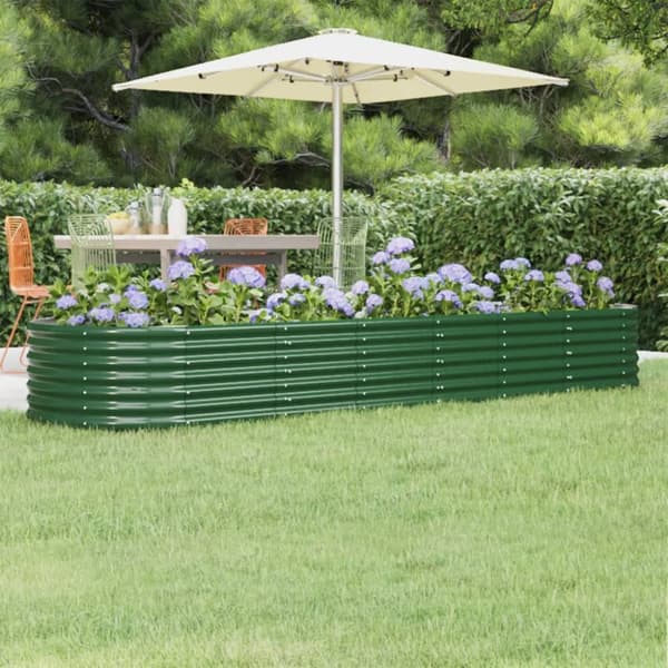 vidaXL plantekasse 296x80x36 cm pulverlakeret stål grøn - Plantekrukker