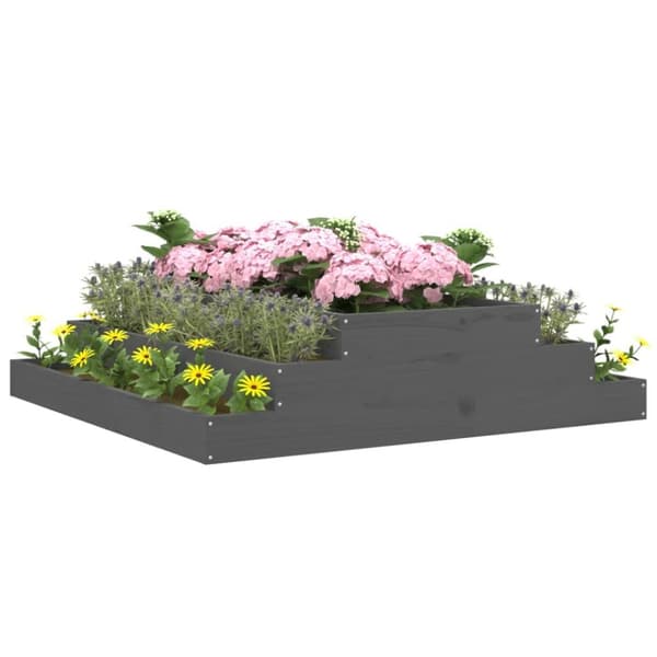 vidaXL Kukkalaatikko harmaa 110x110x27 cm täysi mänty -  Kukkaruukut & istutuslaatikot