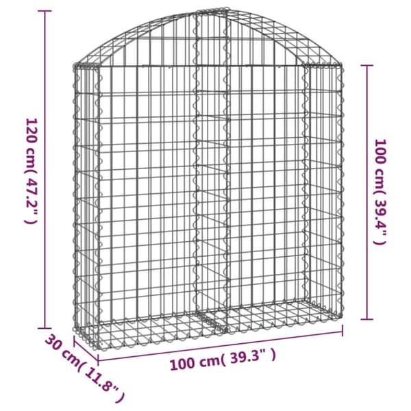 vidaXL buet gabionkurv 100x30x100/120 cm galvaniseret jern -  Plantekrukker