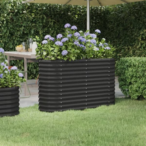 vidaXL plantekasse 114x40x68 cm pulverlakeret stål antracitgrå -  Plantekrukker