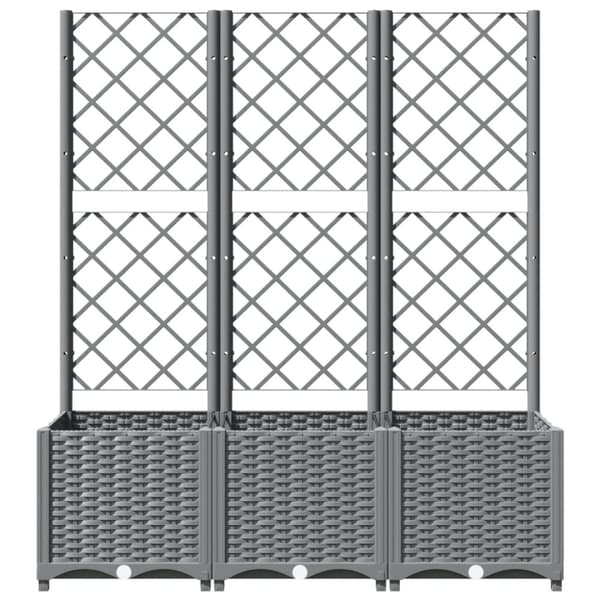 vidaXL plantekasse med espalier 120x40x136 cm PP lysegrå -  Plantekrukker