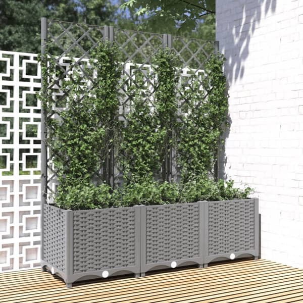 vidaXL plantekasse med espalier 120x40x136 cm PP lysegrå -  Plantekrukker