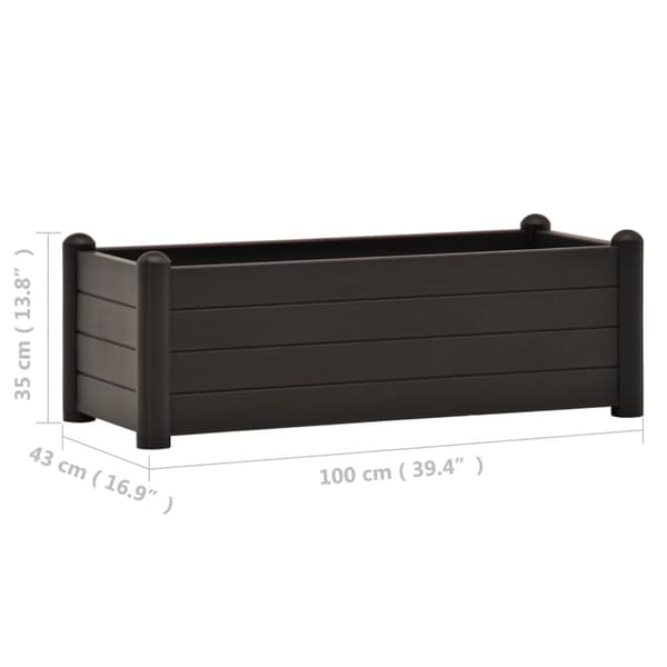 vidaXL Korotettu kukkalaatikko PP antrasiitti 100x43x35 cm - Kukkaruukut & istutuslaatikot