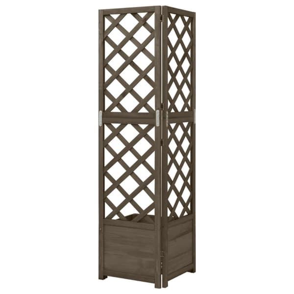 vidaXL Hörnspaljé med odlingslåda grå 40x40x150 cm massivt granträ -  Krukor & odlingslådor