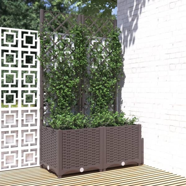 vidaXL plantekasse med espalier 80x40x136 cm PP brun -  Plantekrukker