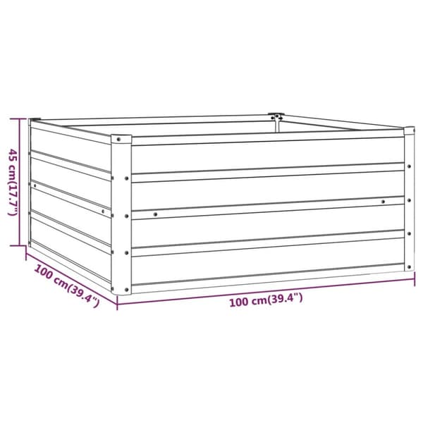 vidaXL Korotettu kukkalaatikko ruoste 100x100x45 cm Corten teräs -  Kukkaruukut & istutuslaatikot