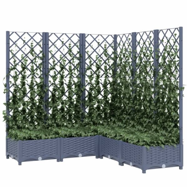vidaXL plantekasse med espalier 120x120x121,5 cm PP mørkegrå -  Plantekrukker