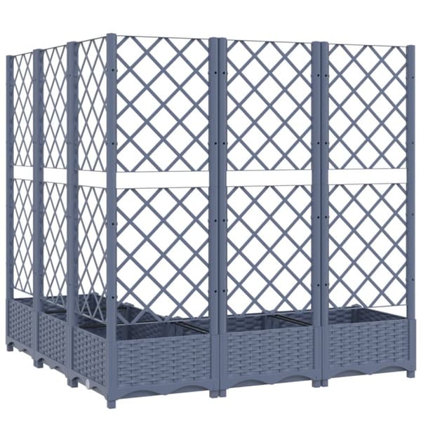 vidaXL plantekasse med espalier 120x120x121,5 cm PP mørkegrå -  Plantekrukker