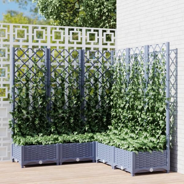 vidaXL plantekasse med espalier 120x120x121,5 cm PP mørkegrå -  Plantekrukker