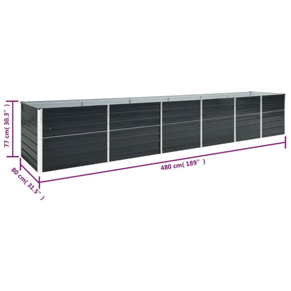 vidaXL Odlingslåda upphöjd galvaniserat stål 480x80x77 cm antracit -  Krukor & odlingslådor