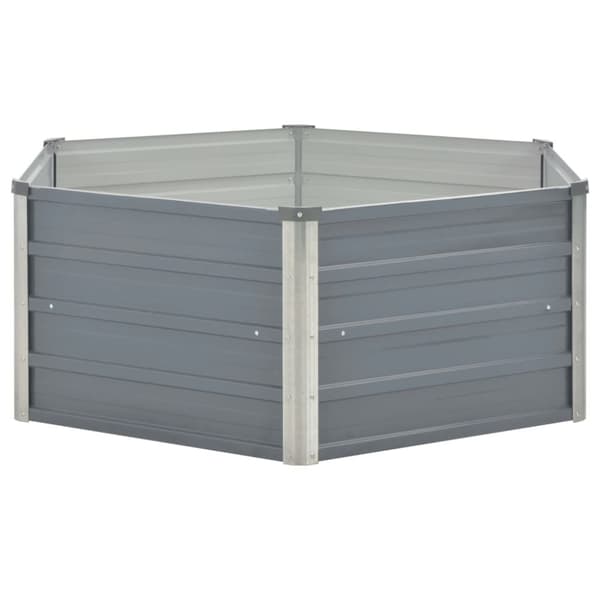vidaXL hævet havekasse 129 x 129 x 46 gråt galvaniseret stål -  Plantekrukker