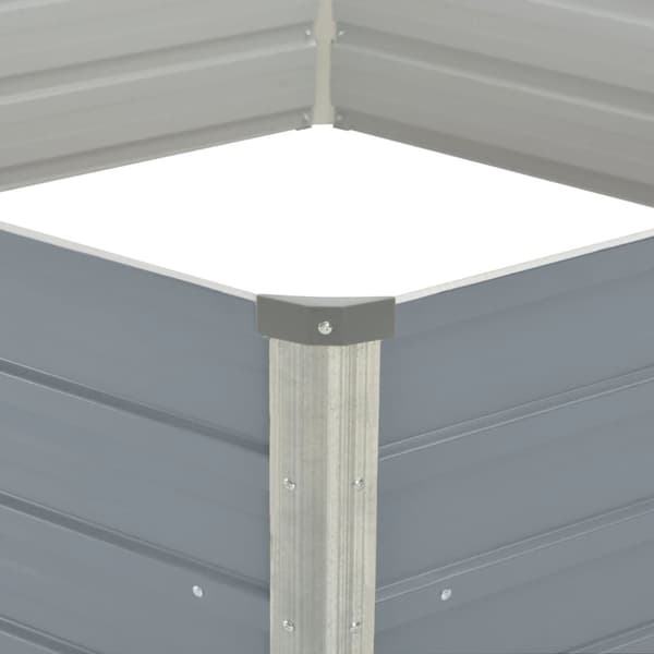 vidaXL hævet havekasse 129 x 129 x 46 gråt galvaniseret stål -  Plantekrukker