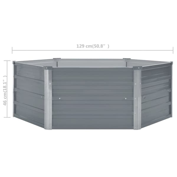 vidaXL hævet havekasse 129 x 129 x 46 gråt galvaniseret stål -  Plantekrukker