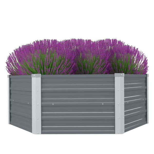 vidaXL hævet havekasse 129 x 129 x 46 gråt galvaniseret stål -  Plantekrukker