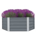 Miniatyrbillede 1 af 7: vidaXL hævet havekasse 129 x 129 x 46 gråt galvaniseret stål -  Plantekrukker
