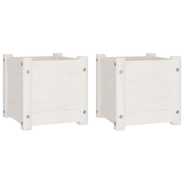 vidaXL Odlingslådor 2 st vit 31x31x31 cm massiv furu -  Krukor & odlingslådor