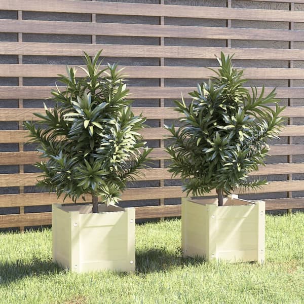 vidaXL Odlingslådor 2 st vit 31x31x31 cm massiv furu -  Krukor & odlingslådor