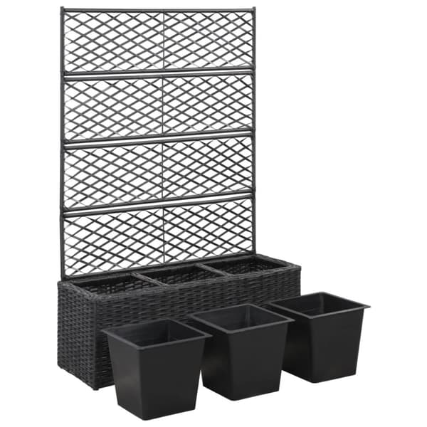 vidaXL espalier med plantekasse 3 krukker 83x30x130 cm polyrattan sort -  Plantekrukker