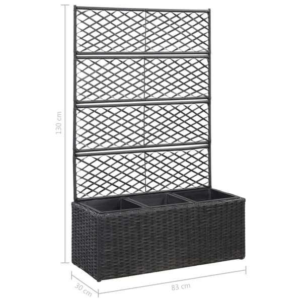 vidaXL espalier med plantekasse 3 krukker 83x30x130 cm polyrattan sort -  Plantekrukker