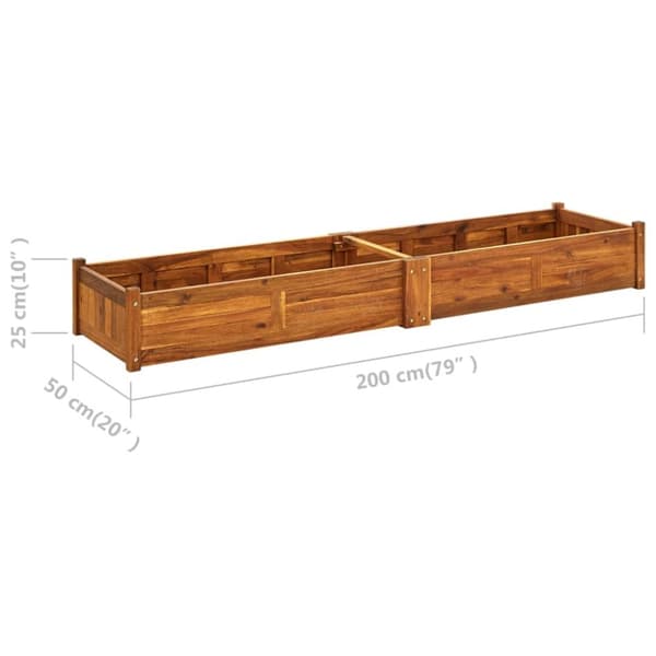 vidaXL Puutarhan korotettu kukkalaatikko akaasiapuu 200x50x25 cm - Kukkaruukut & istutuslaatikot