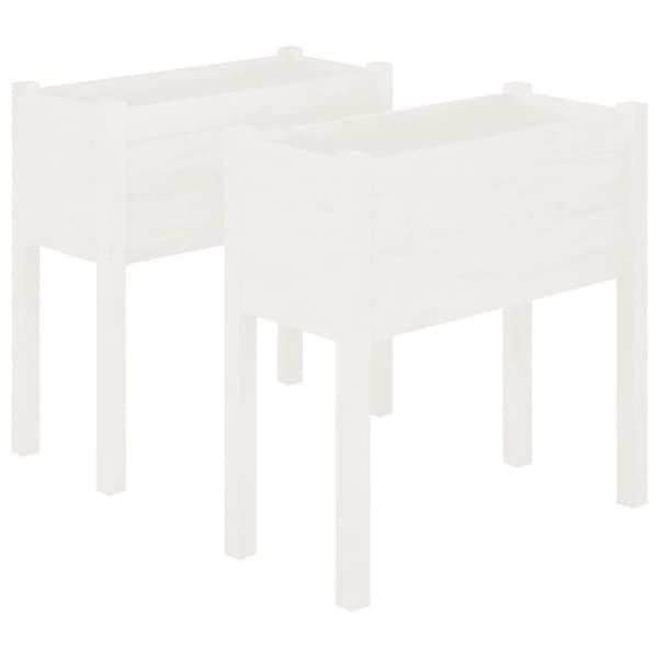 vidaXL Puutarhan kukkalaatikot 2 kpl valkoinen 70x31x70cm täysi mänty - Kukkaruukut & istutuslaatikot