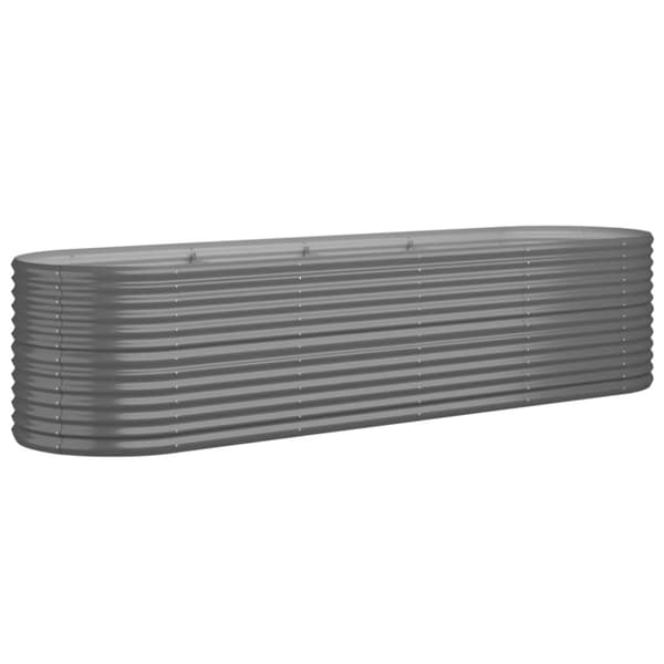 vidaXL plantekasse 296x80x68 cm pulverlakeret stål grå -  Plantekrukker