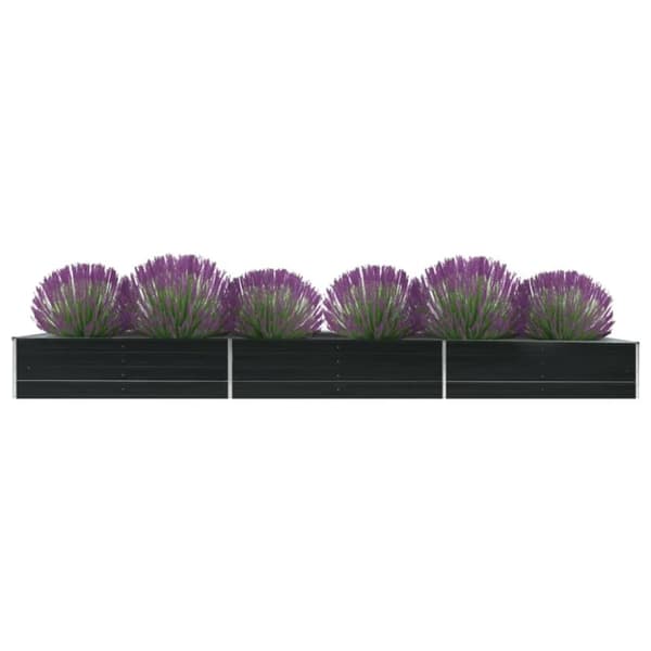 vidaXL Odlingslåda upphöjd galvaniserat stål 480x80x45 cm antracit -  Krukor & odlingslådor
