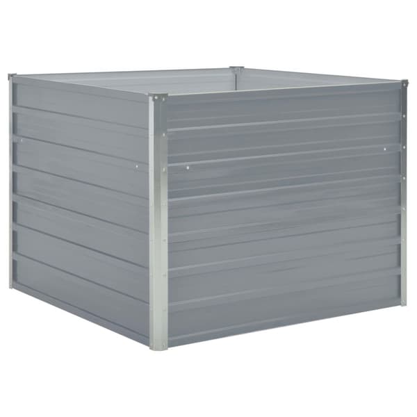 vidaXL hævet havekasse 100 x 100 x 77 galvaniseret stål gråt - Plantekrukker