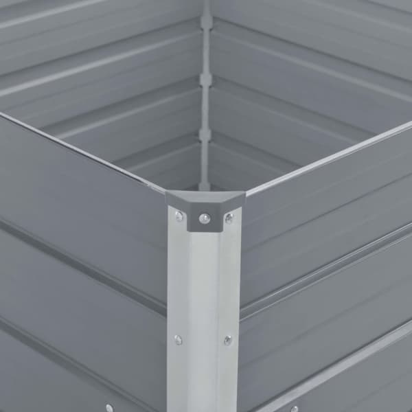 vidaXL hævet havekasse 100 x 100 x 77 galvaniseret stål gråt - Plantekrukker