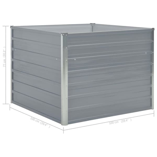 vidaXL hævet havekasse 100 x 100 x 77 galvaniseret stål gråt - Plantekrukker